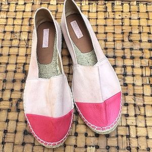 Two Tone Pink Suede and Leather Espadrilles NWOT